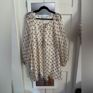 Nordstrom MELLODAY Cream Dress with Brown Polka Dots